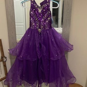 Girls Pageant Dress. Size 8-10 Corset Tie Back. Purple Sequin